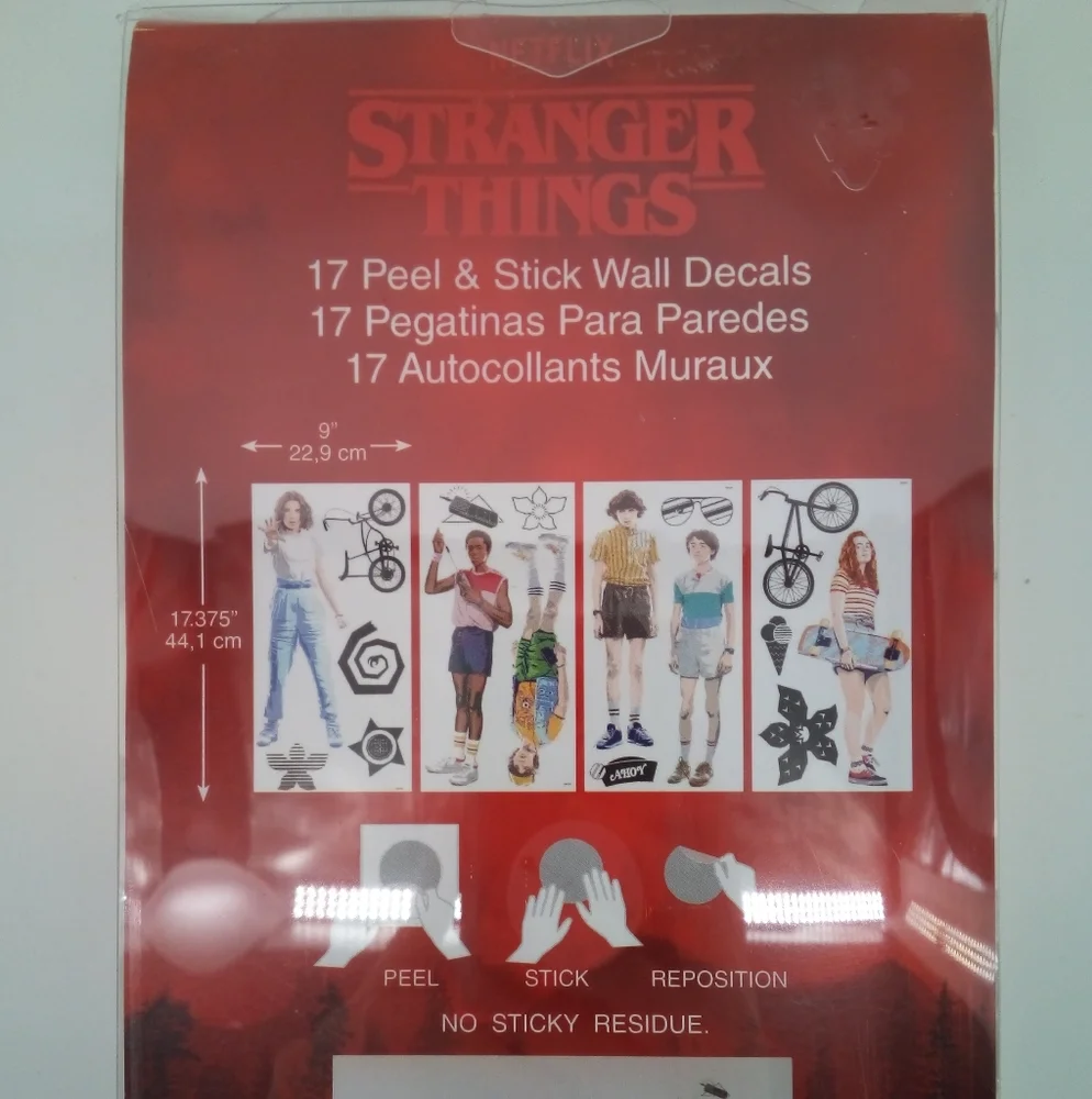 NIB Stranger Things 2019 Season 3 Wall Decals 17 Piece Set Roommates Decor Teen